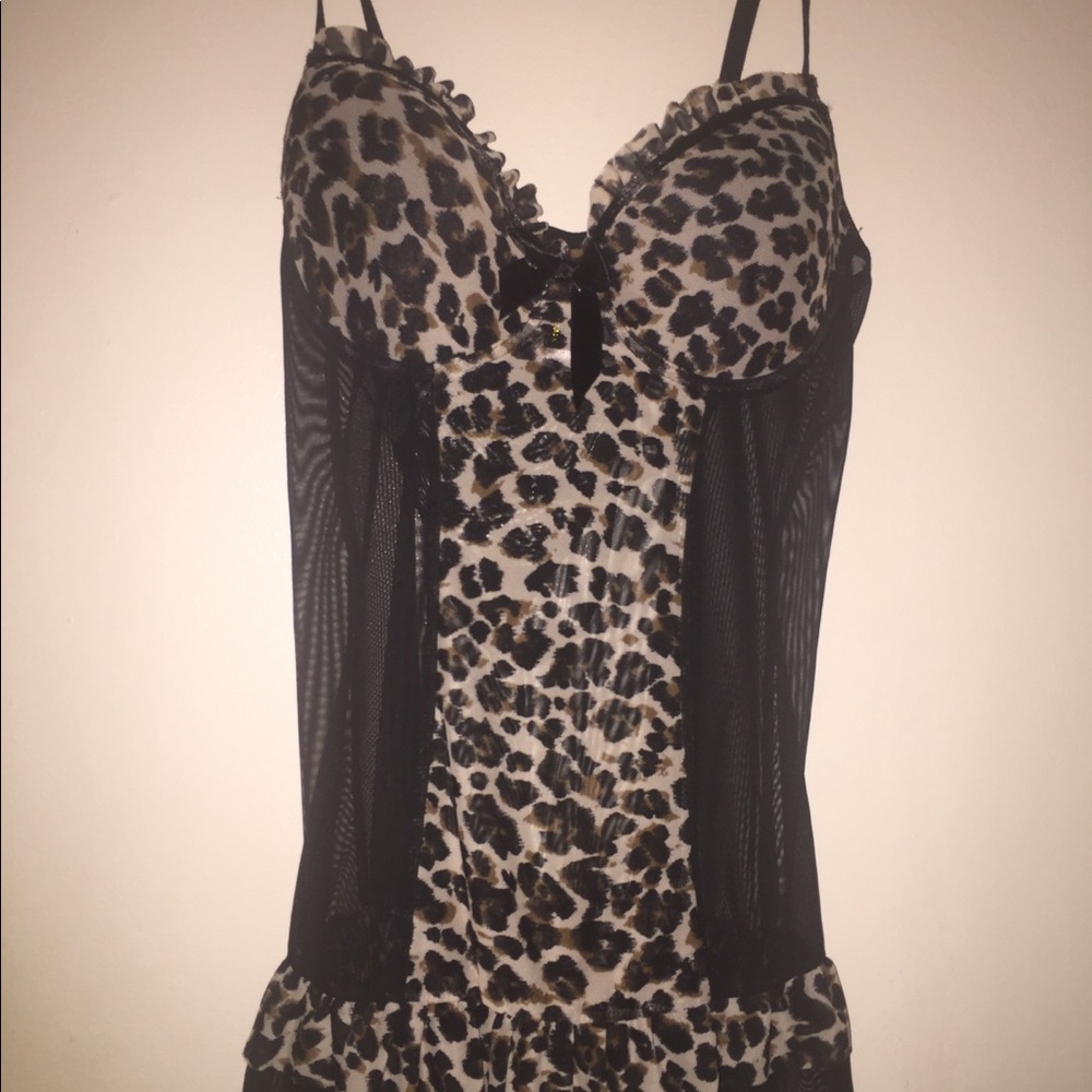 Cheetah padded bra with sheer sides babydoll🔥🔥